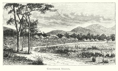 Australie : station de Coranderrk (gravure) - English School