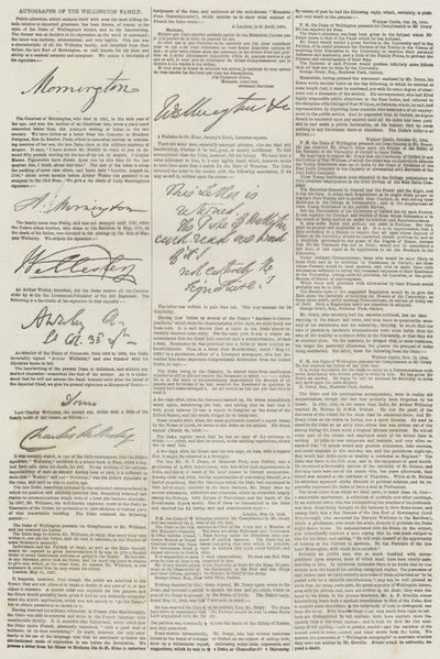 Autographes de la famille Wellington - English School
