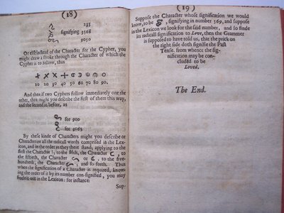 Pages de The ground-work, or foundation laid, (or so intended) for the framing of a new perfect language: and an universal or commonwriting par Francis Lodowyck, publié à Londres, 1652 - English School