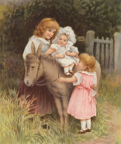 Bébé faisant un tour sur un âne - English School