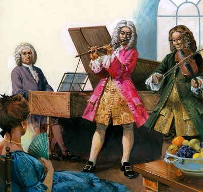 Bach jouant de la musique avec les membres de sa propre famille - English School