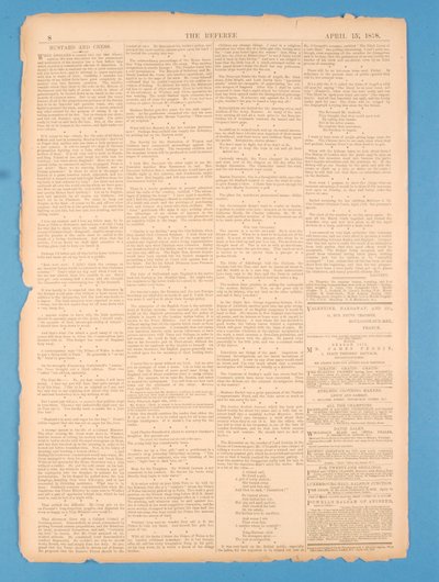 Dernière page de The Referee, no.35. 15 avril 1878 - English School