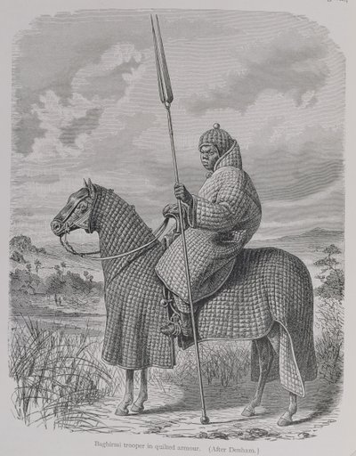 Cavalier Baghirmi en armure matelassée, de 