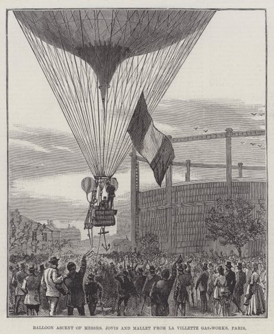 Ascension en Montgolfière de Messieurs Jovis et Mallet depuis les Usines à Gaz de La Villette, Paris - English School