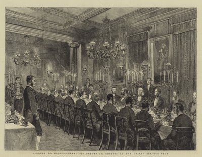 Banquet au Major-Général Sir Frederick Roberts au United Service Club, illustration pour The Graphic, 4 décembre 1880 - English School