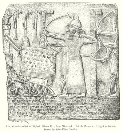 Bas-relief de Tiglath Pileser II ; de Nimroud. British Museum (gravure) - English School