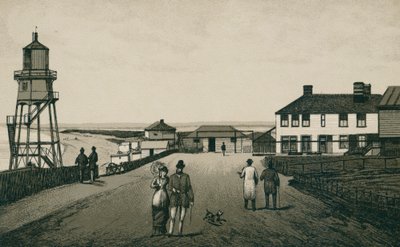 Bains et sable, Dovercourt (litho) - English School