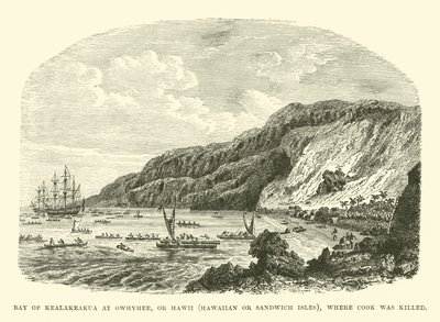 Baie de Kealakeakua à Owhyhee, ou Hawaï, îles Hawaïennes ou Sandwich, où Cook a été tué - English School
