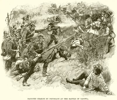 Charge à la baïonnette des Prussiens à la bataille de Sadowa - English School