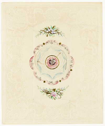 Sois à moi, vers 1830 (impression en couleur, valentin avec bordure en dentelle) - English School