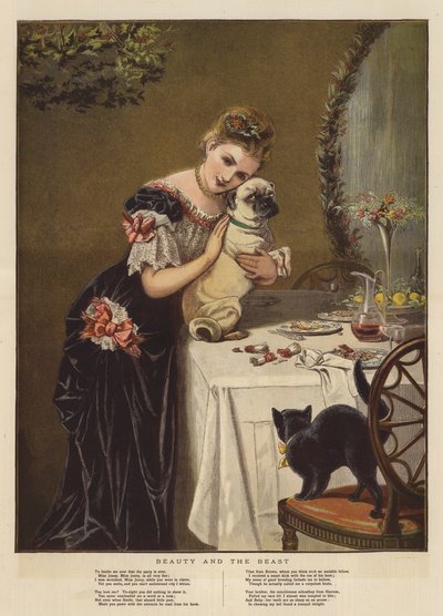 La Belle et la Bête (chromolitho) - English School