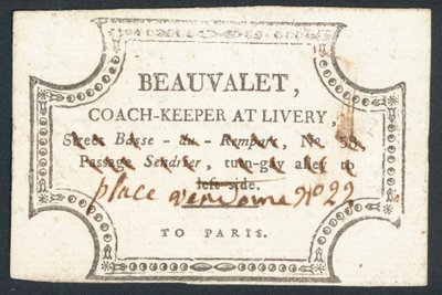 Beauvalet, gardien de voitures en pension, carte de visite - English School