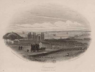 Route de Beddgelert, Caernarfon, Nord du Pays de Galles (gravure) - English School