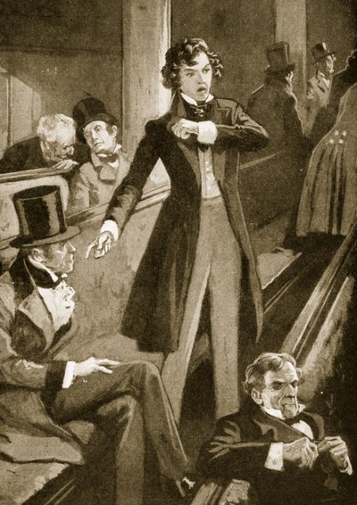 Benjamin Disraeli faisant son premier discours à la Chambre - English School