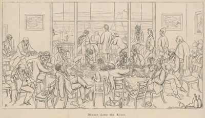 Vue en plongée de la société : Dîner sur la rivière - English School