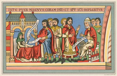 Naissance de Jean-Baptiste, reflétant le costume du XIIe siècle - English School