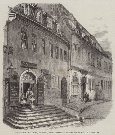 Lieu de naissance de Haendel, à Halle, Saxe (gravure) - English School