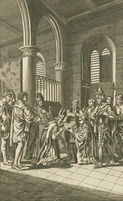 Évêques et citoyens de Londres prêtant allégeance à Guillaume le Conquérant - English School