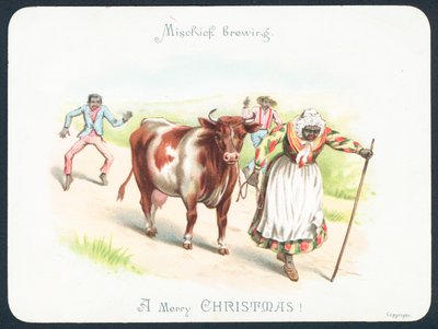 Femme noire menant une vache, Carte de Noël - English School
