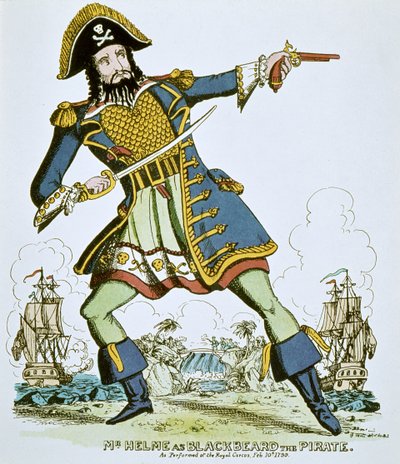 Barbe Noire le pirate (gravure en couleur) - English School