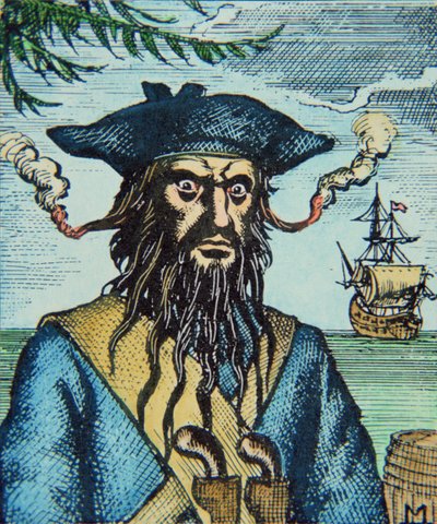 Barbe Noire le pirate (gravure en couleur) - English School