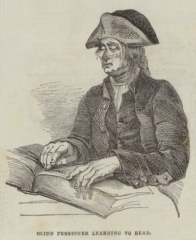 Pensionnaire aveugle apprenant à lire - English School