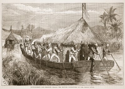 Marins et fusiliers marins britanniques poussant l