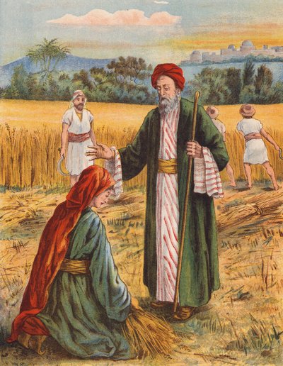 Boaz et Ruth dans le champ de moisson - English School