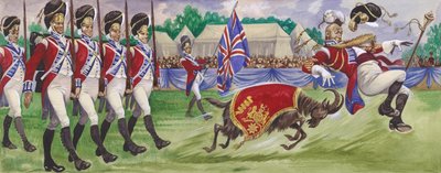 Bobbie, une mascotte régimentaire, frappant le tambour-major - English School