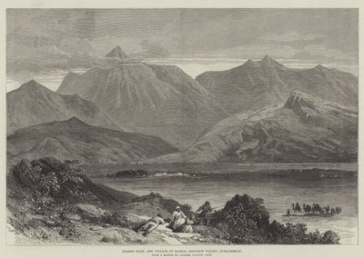 Pic de Bodeen et village de Madzai, vallée de Khoorum, Afghanistan (gravure) - English School