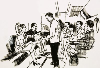 Salon-cocktail sur le pont inférieur du Boeing Stratocruiser - English School