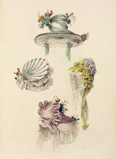 Bonnets pour une occasion, planche de mode de Ackermann