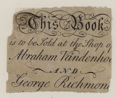 Libraires, Abraham Vandenhoeck et George Richmond - English School