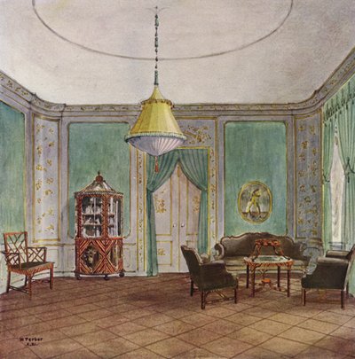 Boudoir (lithographie en couleur) - English School