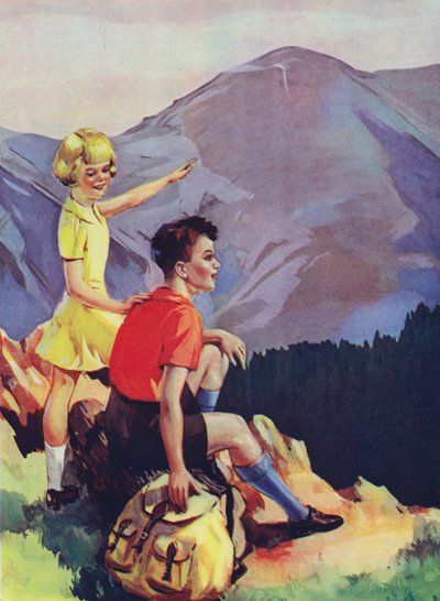 Garçon et fille faisant de la randonnée en montagne - English School