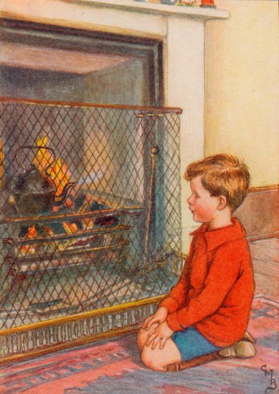 Garçon attendant que la bouilloire bout - English School
