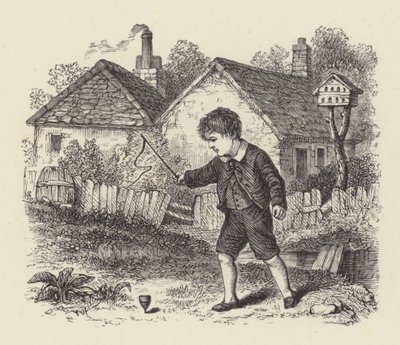 Garçon avec toupie (gravure) - English School