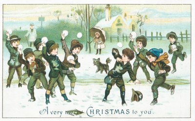 Garçons faisant une bataille de boules de neige - English School