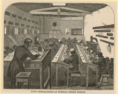 Salle de classe des garçons à la prison de Tothill Fields - English School