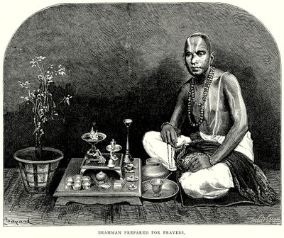 Brahman préparé pour la prière (gravure) - English School