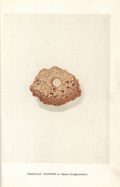 Diamant brésilien dans la matrice (conglomérat), de "Precious Stones and Gems" d