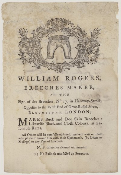 Fabricant de culottes, William Rogers - English School