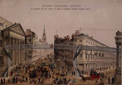 Pont sur la rue à Mansion House, vers 1862 - English School