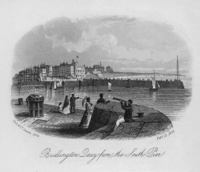 Bridlington Quay depuis le South Pier (gravure) - English School