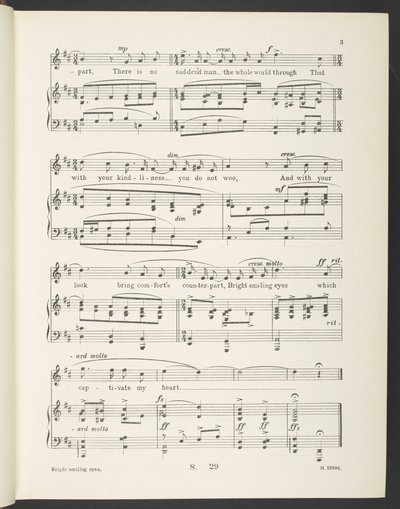 Yeux brillants et souriants. Rondeau (Chanson) Les paroles du français de Christine de Pisan par Gilbert Pass, par Gilbert A. Alcock - English School