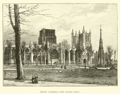 Cathédrale de Bristol, depuis College Green - English School
