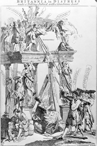 Britannia en Détresse Sous une Structure Chancelante avec une Charge Encombrante, vers 1756 - English School
