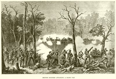 Soldats britanniques attaquant un Pah maori - English School