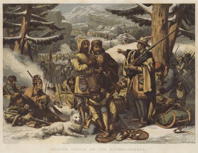 Troupes britanniques en marche, Canada (chromolithographie) - English School