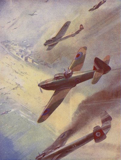 Avions britanniques attaquant des bombardiers allemands - English School